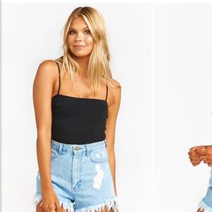 Show Me Your Mumu Houston High Waisted Distressed Demin Shorts Ligh Blue Wash